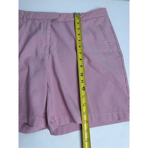 Lady Hagen Essential Seersucker Shorts Women's Size 12 Red White Striped Soft - Picture 7 of 10